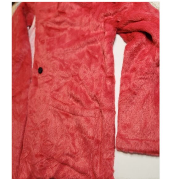 Sanctuary x Anthropologie Elena Faux Fur Shawl Collar Coat Red/Pink Jacket - Picture 9 of 11